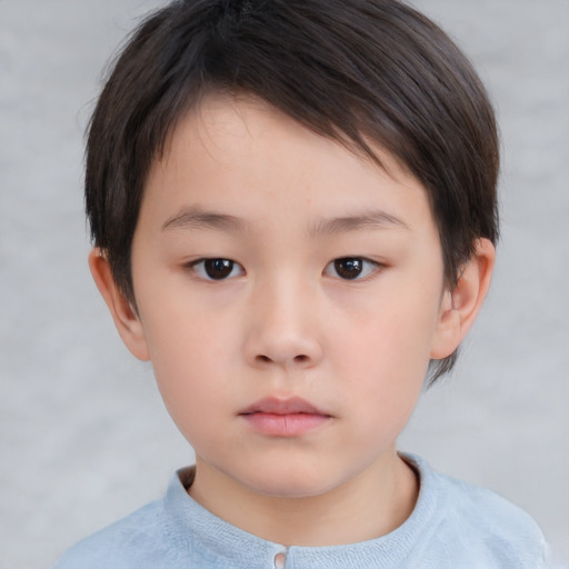 Neutral white child male with short  brown hair and brown eyes