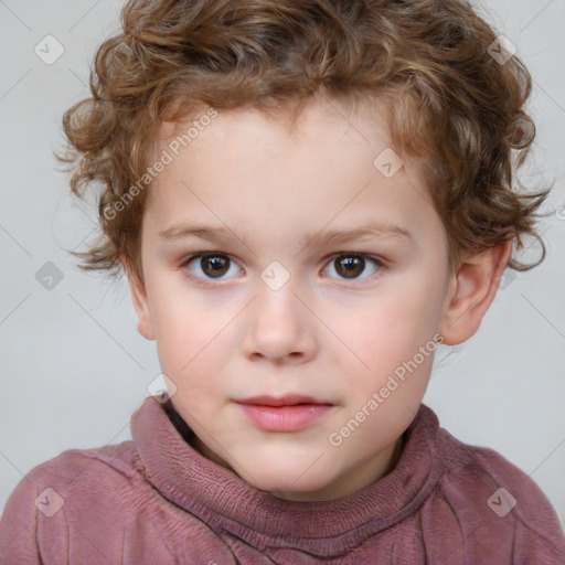 Neutral white child male with short  brown hair and brown eyes