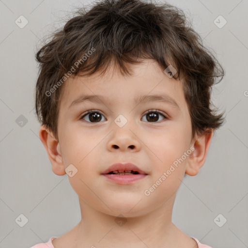 Neutral white child male with short  brown hair and brown eyes