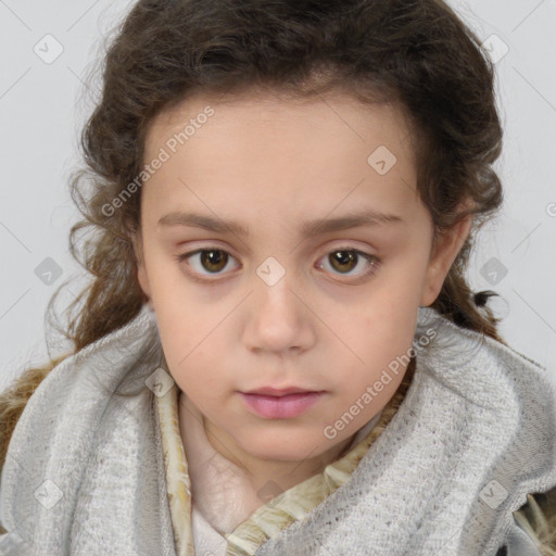 Neutral white child female with medium  brown hair and brown eyes