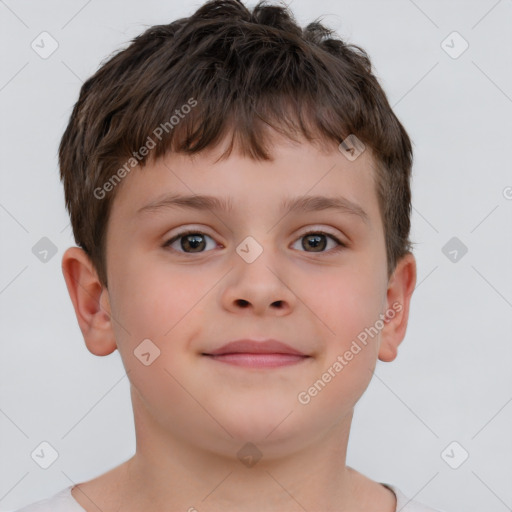 Neutral white child male with short  brown hair and brown eyes