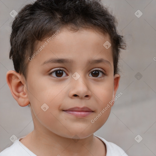 Neutral white child male with short  brown hair and brown eyes