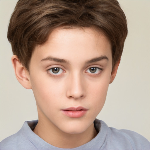 Neutral white child male with short  brown hair and brown eyes