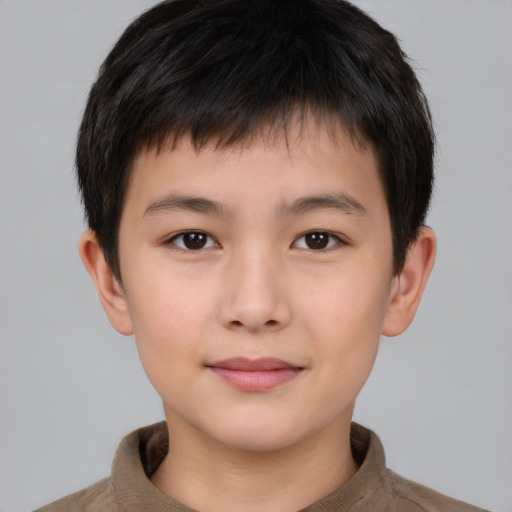 Neutral asian young-adult male with short  brown hair and brown eyes