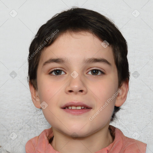 Neutral white child male with short  brown hair and brown eyes