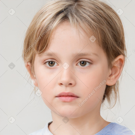 Neutral white child female with medium  brown hair and brown eyes