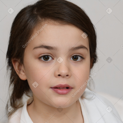 Neutral white child female with medium  brown hair and brown eyes