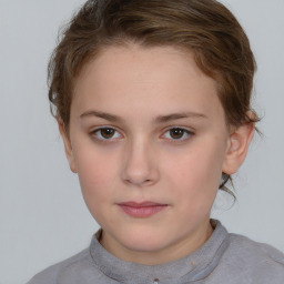 Neutral white young-adult female with short  brown hair and brown eyes