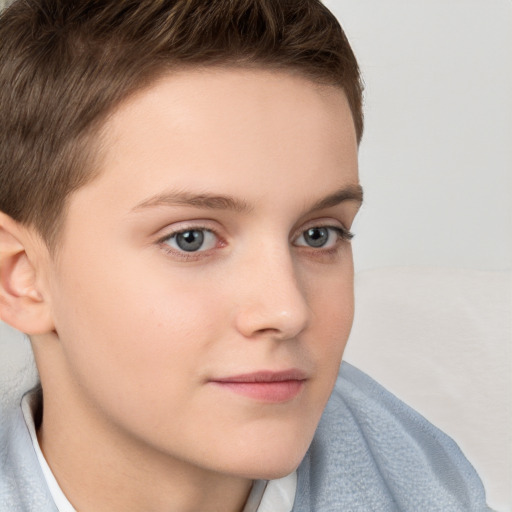 Neutral white child male with short  brown hair and brown eyes