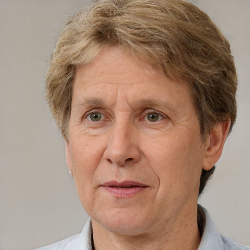 Joyful white middle-aged male with short  brown hair and brown eyes