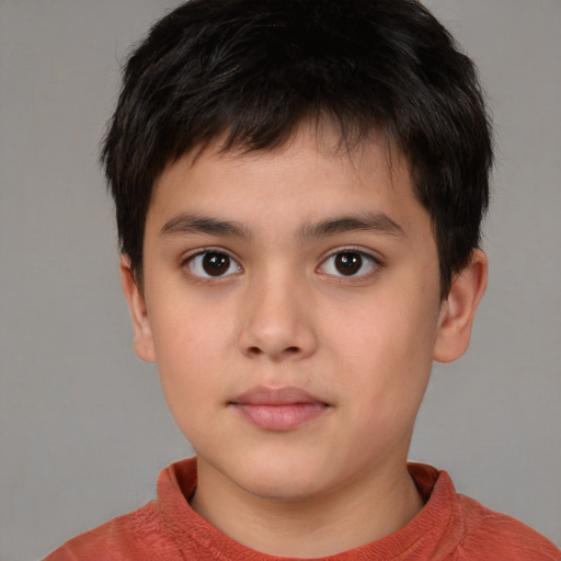 Neutral white child male with short  brown hair and brown eyes