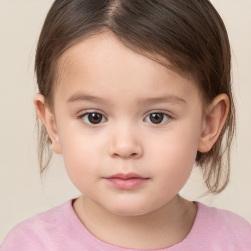 Neutral white child female with medium  brown hair and brown eyes