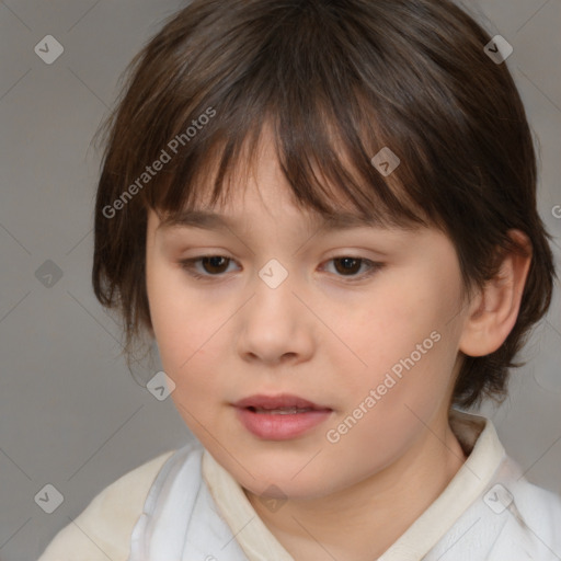 Neutral white child female with medium  brown hair and brown eyes