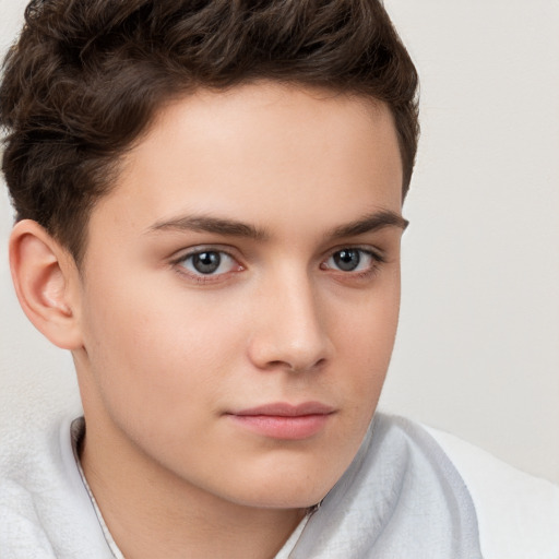 Neutral white child male with short  brown hair and brown eyes