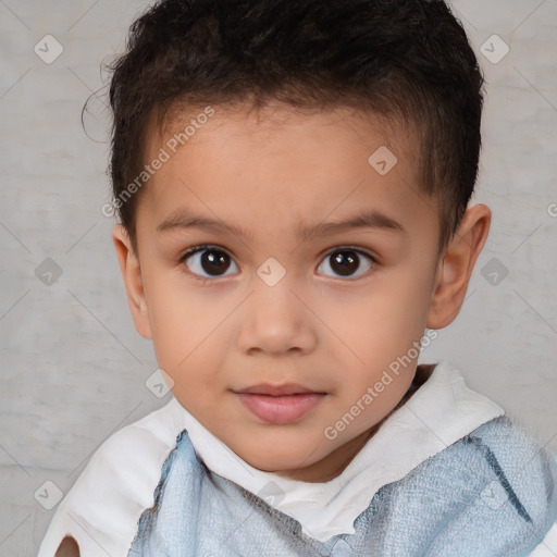 Neutral white child male with short  brown hair and brown eyes