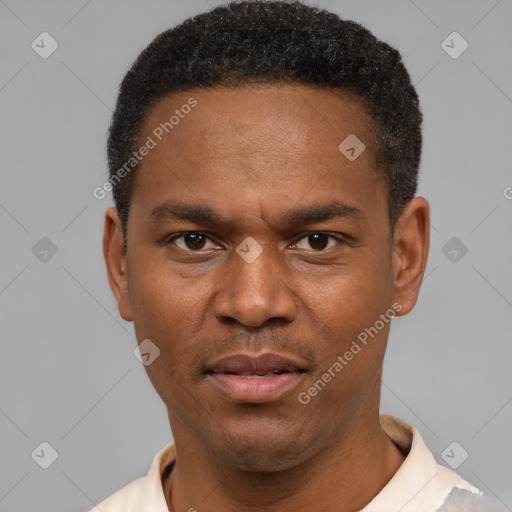 Neutral latino young-adult male with short  brown hair and brown eyes