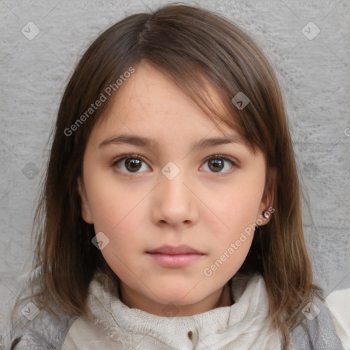 Neutral white child female with medium  brown hair and brown eyes