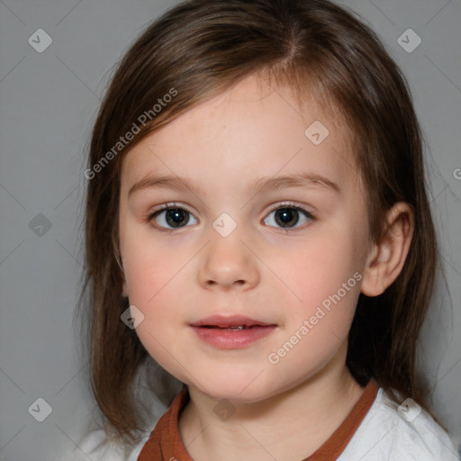 Neutral white child female with medium  brown hair and brown eyes