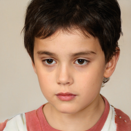 Neutral white child male with short  brown hair and brown eyes