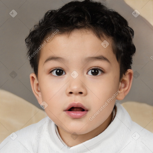 Neutral white child male with short  brown hair and brown eyes