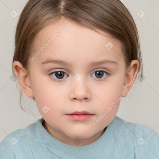 Neutral white child female with medium  brown hair and brown eyes