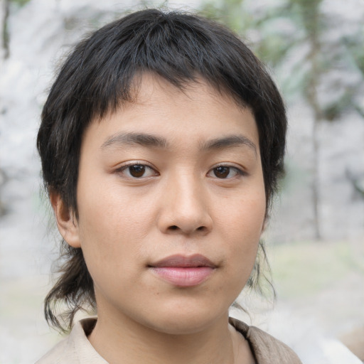 Neutral white young-adult male with medium  brown hair and brown eyes