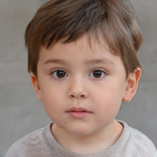 Neutral white child male with short  brown hair and brown eyes