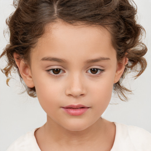 Neutral white child female with medium  brown hair and brown eyes