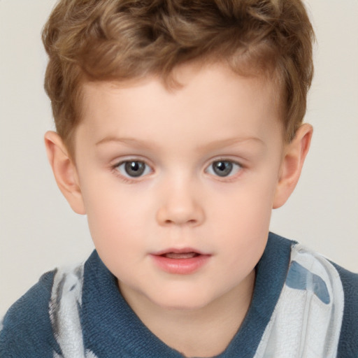 Neutral white child male with short  brown hair and blue eyes