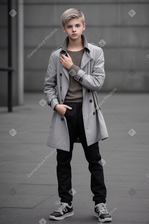 Czech teenager boy with  gray hair