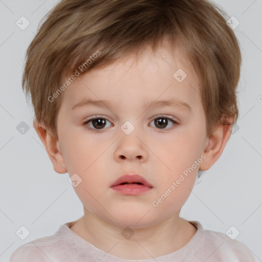 Neutral white child male with short  brown hair and brown eyes