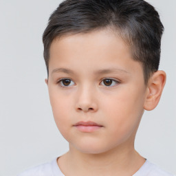 Neutral white child female with short  brown hair and brown eyes