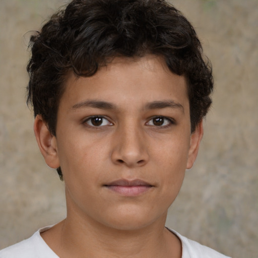 Neutral white young-adult female with short  brown hair and brown eyes