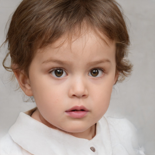 Neutral white child female with short  brown hair and brown eyes