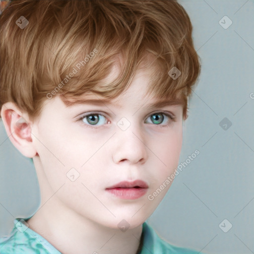 Neutral white child male with short  brown hair and grey eyes