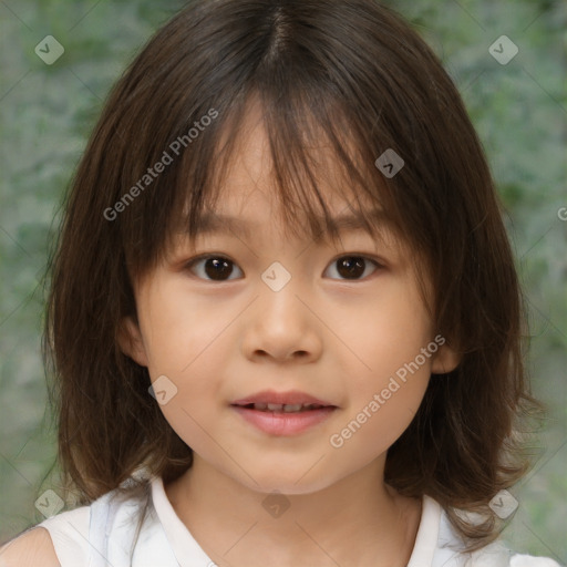 Neutral white child female with medium  brown hair and brown eyes