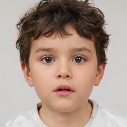 Neutral white child male with short  brown hair and brown eyes