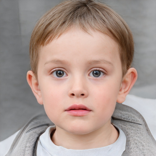 Neutral white child male with short  brown hair and blue eyes