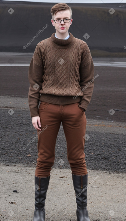 Icelandic adult non-binary with  brown hair