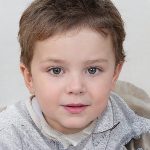 Neutral white child male with short  brown hair and blue eyes