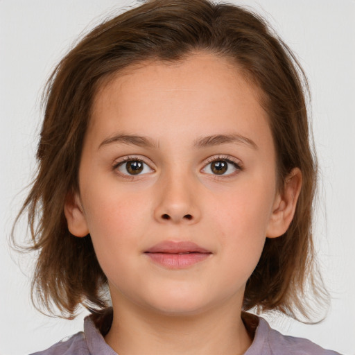 Neutral white child female with medium  brown hair and brown eyes