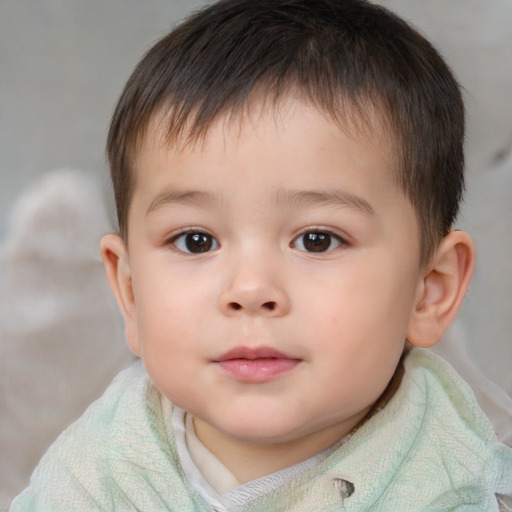 Neutral white child male with short  brown hair and brown eyes