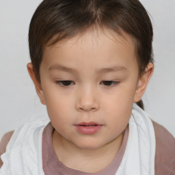 Neutral white child female with short  brown hair and brown eyes