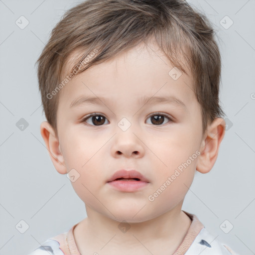 Neutral white child male with short  brown hair and brown eyes