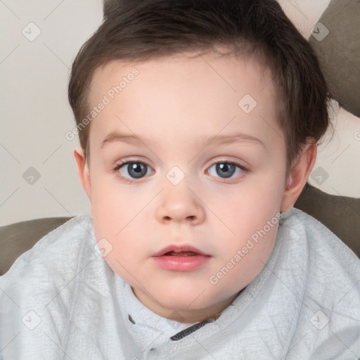 Neutral white child female with short  brown hair and brown eyes