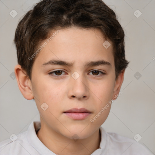 Neutral white child male with short  brown hair and brown eyes