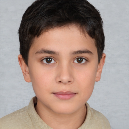 Neutral white child male with short  brown hair and brown eyes
