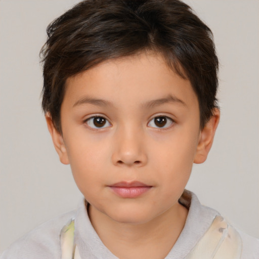 Neutral white child female with short  brown hair and brown eyes