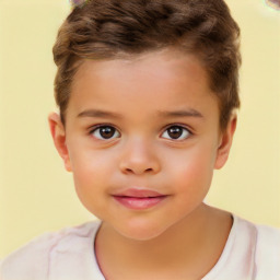 Joyful white child male with short  brown hair and brown eyes