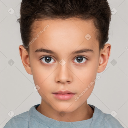 Neutral white child female with short  brown hair and brown eyes